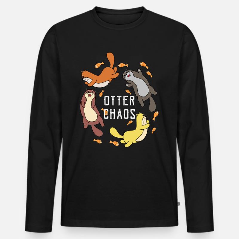 Otter - Männer Premium Bio Langarmshirt - Schwarz