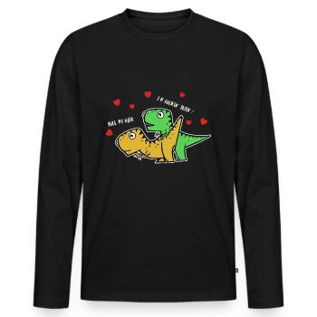 Dinosaurier Sex lustiger Spruch - Männer Premium Bio Langarmshirt - Schwarz - Vorne - Nico (187cm)