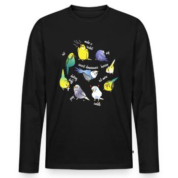 Wellensittich Kanarienvogel Papagei - Männer Premium Bio Langarmshirt - Schwarz - Vorne - Nico (187cm)