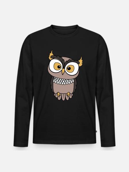 Owl - Men's Premium Organic Long Sleeve Shirt - black