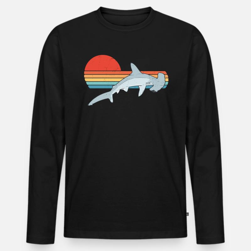 Hammerhai - Männer Premium Bio Langarmshirt - Schwarz