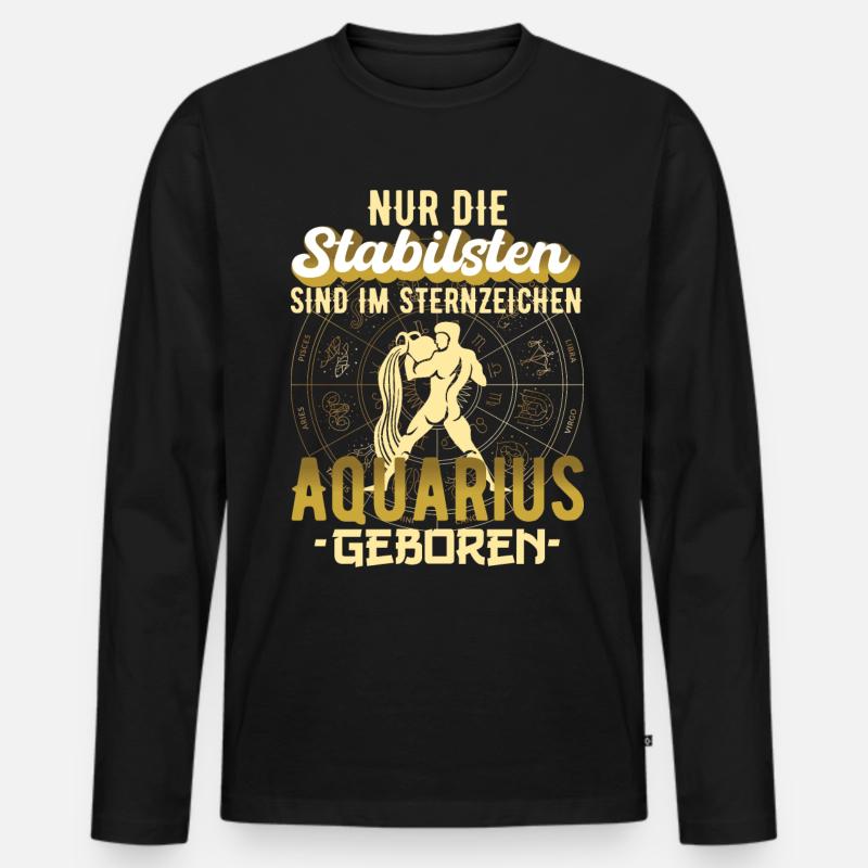 Sternzeichen Aquarius Wassermann Geschenkidee - Männer Premium Bio Langarmshirt - Schwarz