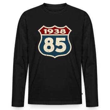 85 years old - birthday 1938 - born in 1938 - Men's Premium Organic Long Sleeve Shirt - black - Front - Nico (187cm)