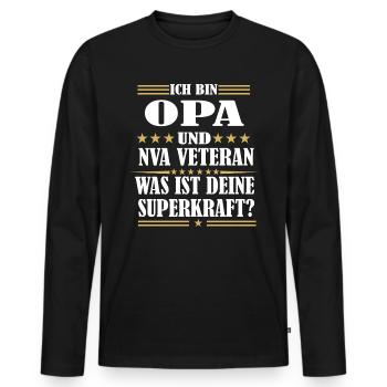 Opa NVA Veteran - Männer Premium Bio Langarmshirt - Schwarz - Vorne - Nico (187cm)