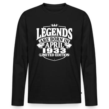 90 Jahre alt - 90. Geburtstag - April 1933 - Männer Premium Bio Langarmshirt - Schwarz - Vorne - Nico (187cm)
