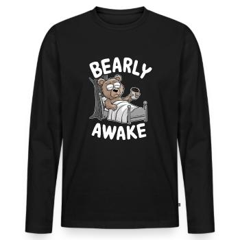 Bearly Awake - Männer Premium Bio Langarmshirt - Schwarz - Vorne - Nico (187cm)