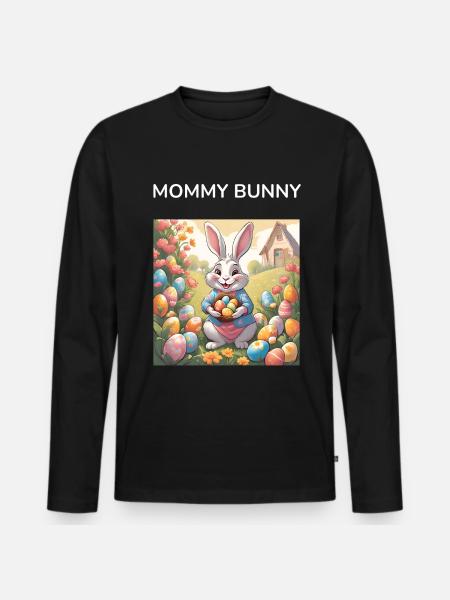 Mom Bunny Easter Egg Gift - Men's Premium Organic Long Sleeve Shirt - black