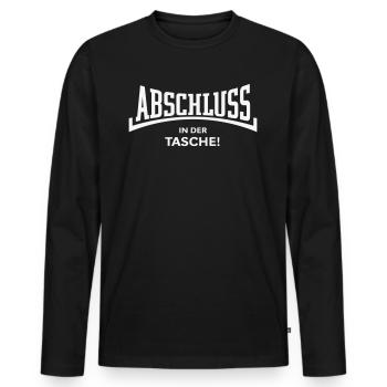Abschluss In Der Tasche! (Schulabschluss Konkav W) - Männer Premium Bio Langarmshirt - Schwarz - Vorne - Nico (187cm)