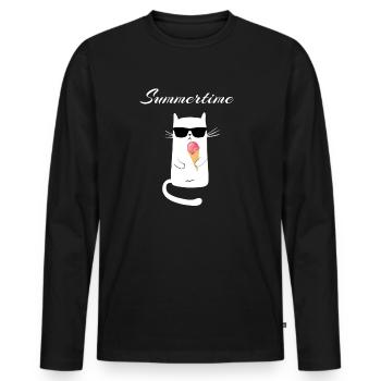 summer - Men's Premium Organic Long Sleeve Shirt - black - Front - Nico (187cm)