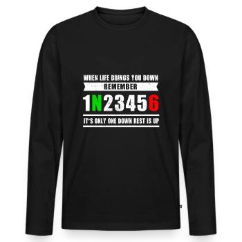 Motorcycle 1N23456 Motorcycle circuit Motorcyclist - Men's Premium Organic Long Sleeve Shirt - black - Front - Nico (187cm)