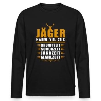 Jäger Haben Viel Zeit Lustiges Geschenk Jagen Jagt - Männer Premium Bio Langarmshirt - Schwarz - Vorne - Nico (187cm)