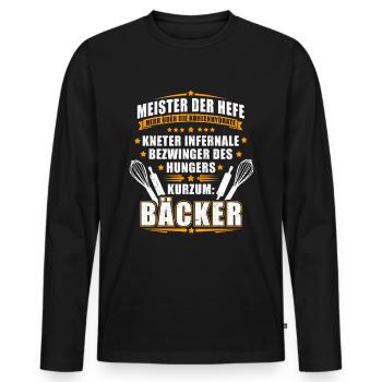 Meister Der Hefe Bäcker Geschenk Backen Bäckerei - Männer Premium Bio Langarmshirt - Schwarz - Vorne - Nico (187cm)