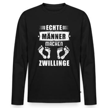 Echte Männer Machen Zwillinge Geschenk für Vater - Männer Premium Bio Langarmshirt - Schwarz - Vorne - Nico (187cm)