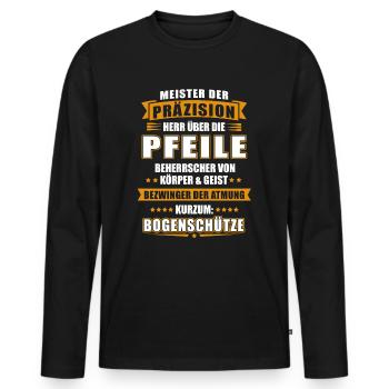 Meister der Präzision Bogenschütze Geschenk - Männer Premium Bio Langarmshirt - Schwarz - Vorne - Nico (187cm)