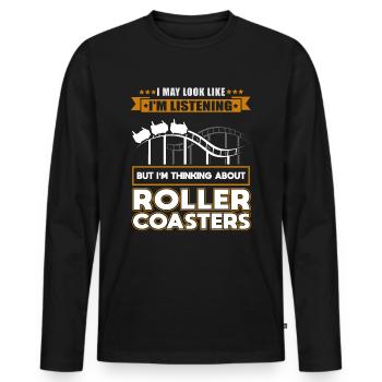 Cadeau d'amoureux du parc d'attractions roller coaster - T-shirt manches longues Premium bio Homme - noir - Devant - Nico (187cm)
