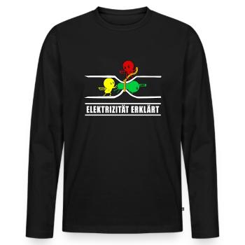 Elektrizität Erklärt Elektriker Elektroniker - Männer Premium Bio Langarmshirt - Schwarz - Vorne - Nico (187cm)