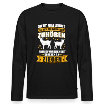 Ziegen Liebhaber Lustige Geschenkidee Ziege - Männer Premium Bio Langarmshirt - Schwarz - Vorne - Nico (187cm)