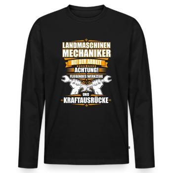 Lustiges Landmaschinenmechaniker Bei Der Arbeit - Männer Premium Bio Langarmshirt - Schwarz - Vorne - Nico (187cm)