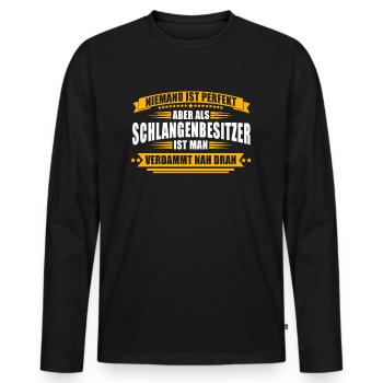 Schlangen Halter Schlange Lustiges Geschenk Reptil - Männer Premium Bio Langarmshirt - Schwarz - Vorne - Nico (187cm)