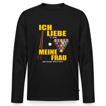 Ich liebe es wenn meine Frau mich Billard spielen - Männer Premium Bio Langarmshirt - Schwarz - Vorne - Nico (187cm)