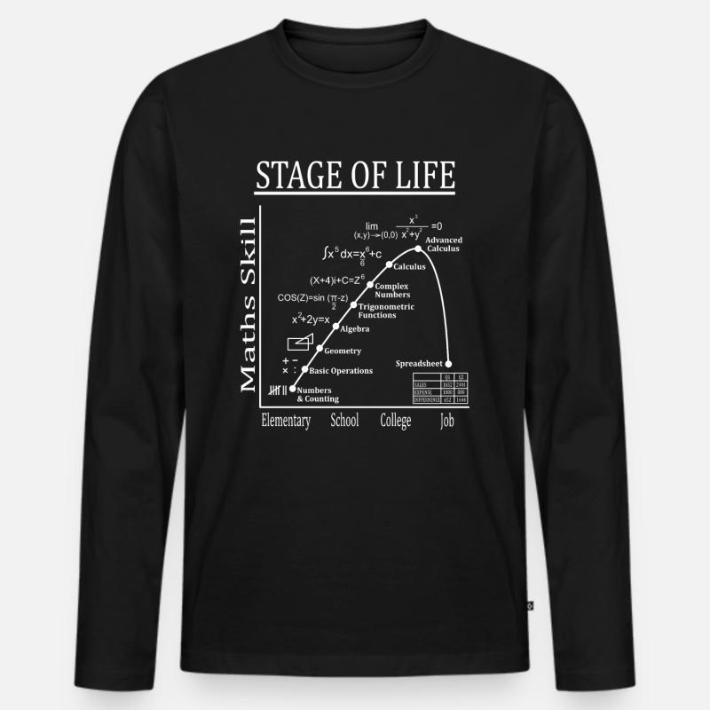 Stufen des Lebens - Mathematik Mathe - Männer Premium Bio Langarmshirt - Schwarz