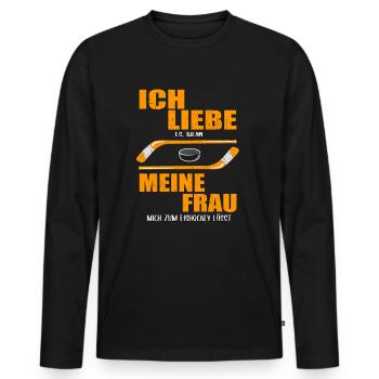 Geschenk Eishockeyspieler Weihnachten Geburtstag - Männer Premium Bio Langarmshirt - Schwarz - Vorne - Nico (187cm)
