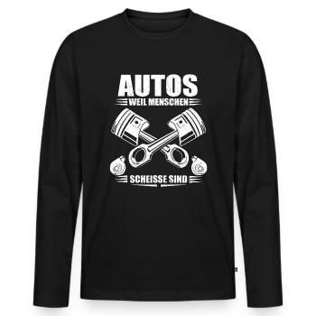 Autoliebhaber Geschenkidee Autos Kfz Autoschrauber - Männer Premium Bio Langarmshirt - Schwarz - Vorne - Nico (187cm)