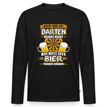 Darts Bier Lustiges Geschenk Dartspieler Dartboard - Männer Premium Bio Langarmshirt - Schwarz - Vorne - Nico (187cm)