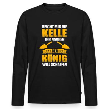 Maurer Geschenkidee Reicht mir die Kelle - Männer Premium Bio Langarmshirt - Schwarz - Vorne - Nico (187cm)