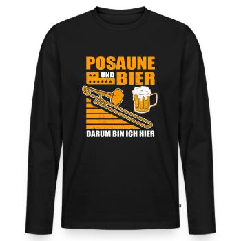 Posaune und Bier darum bin ich hier Posaunen - Männer Premium Bio Langarmshirt - Schwarz - Vorne - Nico (187cm)