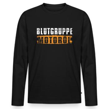 Blutgruppe Motoröl - Autoliebhaber Autofans Kfz - Männer Premium Bio Langarmshirt - Schwarz - Vorne - Nico (187cm)