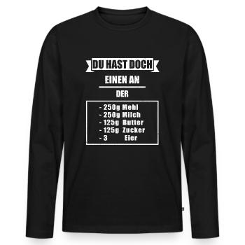 Du hast doch einen an der Waffel - Bäcker Geschenk - Männer Premium Bio Langarmshirt - Schwarz - Vorne - Nico (187cm)