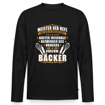 Meister der Hefe und Herr über die Kohlenhydrate - Männer Premium Bio Langarmshirt - Schwarz - Vorne - Nico (187cm)
