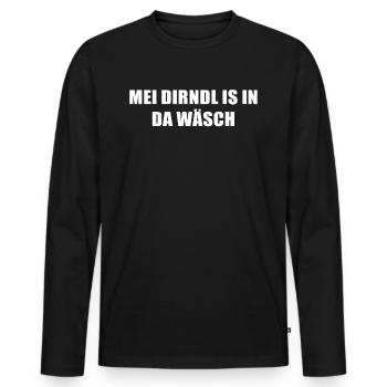 Bayerisch mei dirndl is in da wäsch - Männer Premium Bio Langarmshirt - Schwarz - Vorne - Nico (187cm)