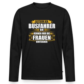 Witzige Geschenke für Busfahrer zum Geburtstag - Männer Premium Bio Langarmshirt - Schwarz - Vorne - Nico (187cm)
