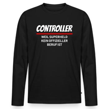 Controller Controlling Administration Berufe - Männer Premium Bio Langarmshirt - Schwarz - Vorne - Nico (187cm)
