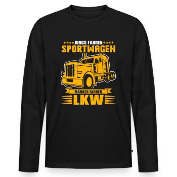 Jungs fahren Sportwagen - Männer fahren LKW - Männer Premium Bio Langarmshirt - Schwarz - Vorne - Nico (187cm)