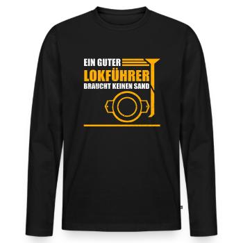 Ein guter Lokführer braucht keinen Sand - Männer Premium Bio Langarmshirt - Schwarz - Vorne - Nico (187cm)