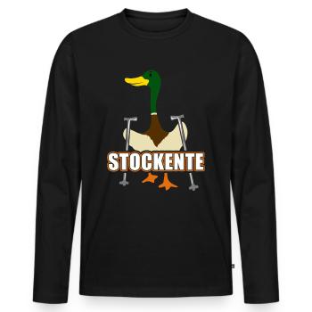 Stockente - Nordic Walking Lustiges Enten Design - Männer Premium Bio Langarmshirt - Schwarz - Vorne - Nico (187cm)