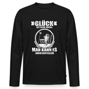Schornsteinfeger Spruch Glück Ist Kein Zufall - Männer Premium Bio Langarmshirt - Schwarz - Vorne - Nico (187cm)