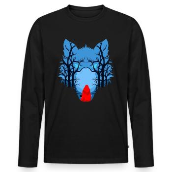 Le Petit Chaperon rouge et le méchant loup - T-shirt manches longues Premium bio Homme - noir - Devant - Nico (187cm)