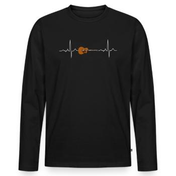 Battement de coeur guitare - Guitariste musicien - T-shirt manches longues Premium bio Homme - noir - Devant - Nico (187cm)
