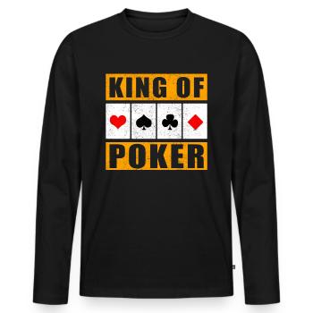 King of Poker - Pokerspieler Zocker - Männer Premium Bio Langarmshirt - Schwarz - Vorne - Nico (187cm)