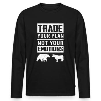 Trade Your Plan, Not Your Emotions - Stocks - T-shirt manches longues Premium bio Homme - noir - Devant - Nico (187cm)