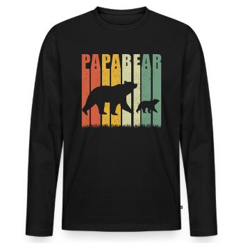 Papa Ours - Papabear - T-shirt manches longues Premium bio Homme - noir - Devant - Nico (187cm)