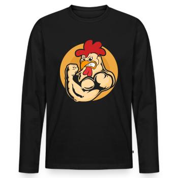 Poules musclées et musclées - T-shirt manches longues Premium bio Homme - noir - Devant - Nico (187cm)