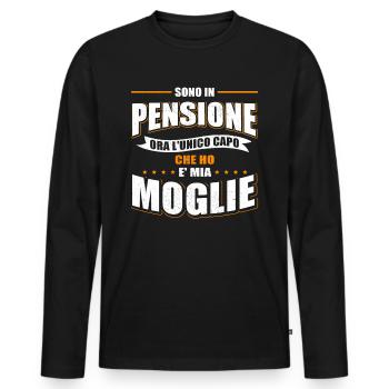 Finalmente la pensione! - Regali per la pensione - Männer Premium Bio Langarmshirt - Schwarz - Vorne - Nico (187cm)