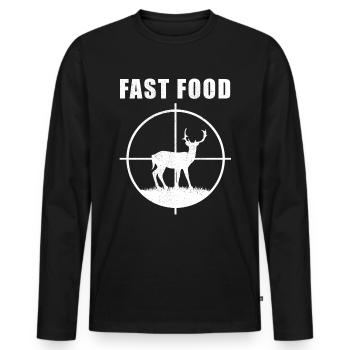 Hunter - Deer Hunt - Fast Food - Crosshair - Men's Premium Organic Long Sleeve Shirt - black - Front - Nico (187cm)