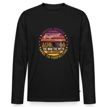 Original August 1966 56. Geburtstag Geschenk Fun - Männer Premium Bio Langarmshirt - Schwarz - Vorne - Nico (187cm)