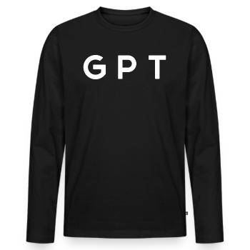 Humour Beauf Lettre GPT Jeu De Mots - T-shirt manches longues Premium bio Homme - noir - Devant - Nico (187cm)